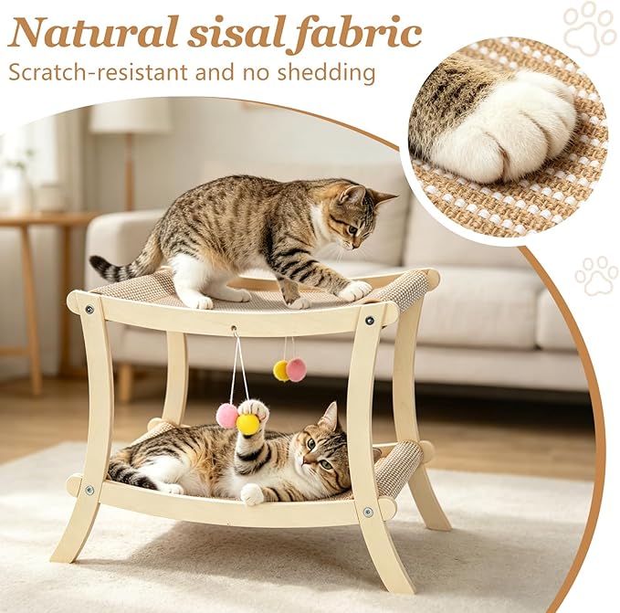 Indoor Cat Scratcher Bed, Double Layer Cat Hammock - Image 3