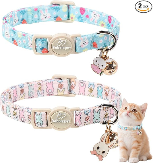 2 Pack Easter Bunny Cat Collars by Babolepet