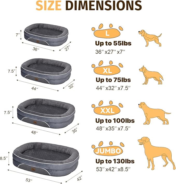 Orthopedic Dog Bed for Extra Large Dogs, XL Waterproof Dog Bed - Image 3