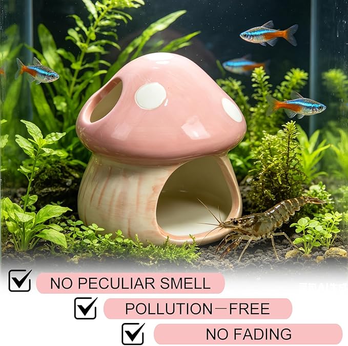 Cute Aquarium Mushroom House Betta Fish Tank Accessory Decor Mini Ceramic Fish - Image 3