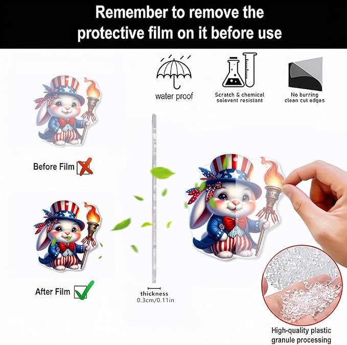6 Pcs 4th of July Hanging Ornaments 2D Acrylic Independence Day Tree - Image 8