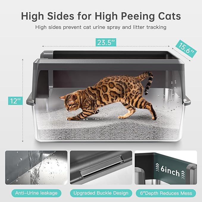 WoofiGo Enclosed Stainless Steel Cat Litter Box - Image 4