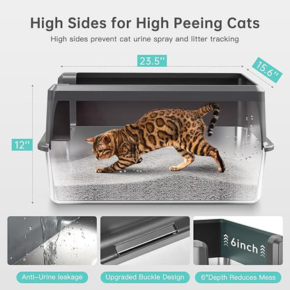 WoofiGo Enclosed Stainless Steel Cat Litter Box - Image 4
