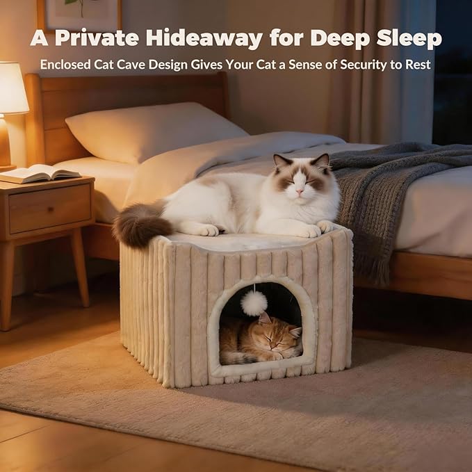 Avont Cat Houses for Indoor Cats, Foldable 3-in-1 Cat Cave Bed - Image 5