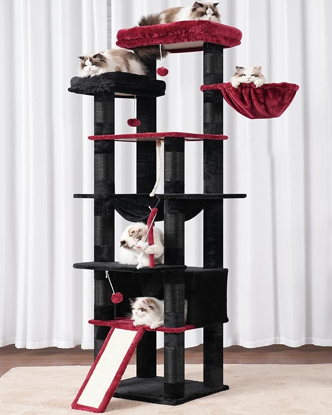 Heybly Tall Cat Tree, 78-inch Multi-Level Cat Tower - Image 9