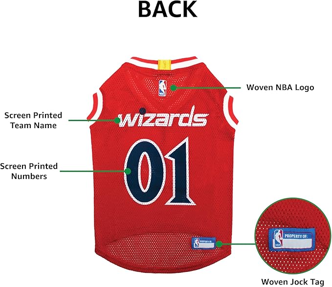 Pets First NBA WASHINGTON WIZARDS DOG Jersey, Small - Image 6