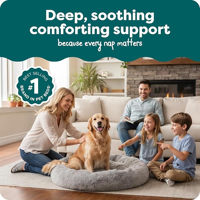 FurHaven 45" Calming Donut Dog Bed - Image 2