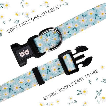 QQPETS Adjustable Soft Dog Collar: Print Flower Pink Multicolor Cute Patterns - Image 3