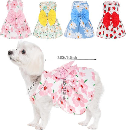 choyaxo 4pcs Cute Dog Dress Pet Dress Puppy Skirt Summer Pet Clothes - Image 2