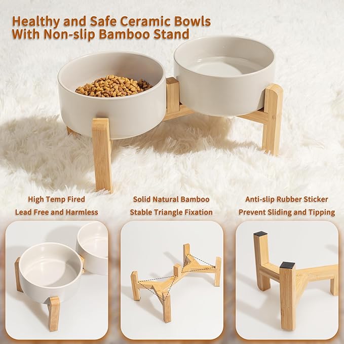 PTOBER Elevated Ceramic Dog Bowl Set - Image 3
