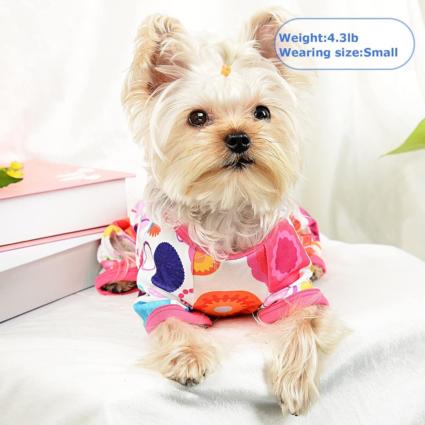 Dog Pajamas Pjs Summer Dog Clothes for Small Dogs Girl - Boy - Medium Size Dogs, Soft Stretchy Puppy Clothes Fall XS Doggie Onesies Cat Pet Jammies Outfit (Floral Pink, X-Small)