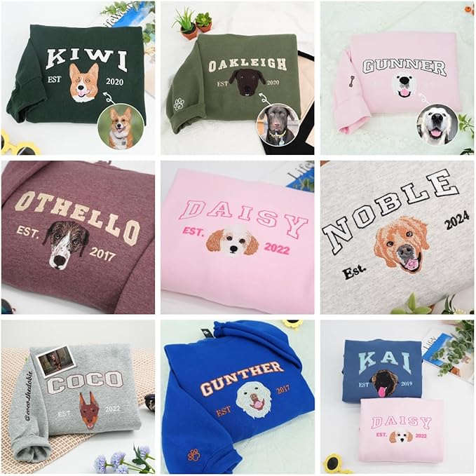 Custom Embroidered Sweatshirt Dog From Real Photo - Image 7