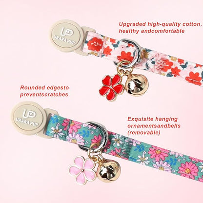 Cat Collar, Spring Green Leaf Flower Kitten Collar - Image 3