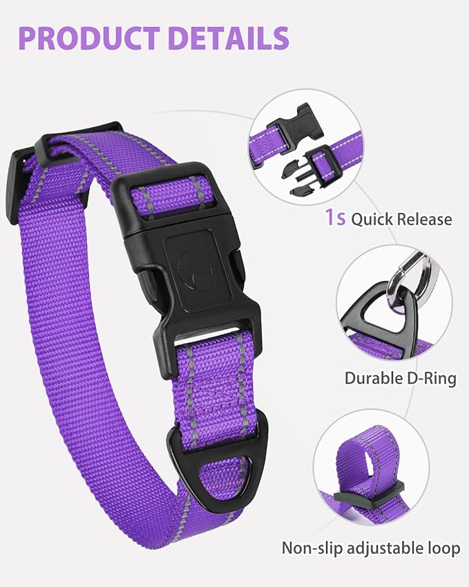 Joytale Small Dog Collar, Durable Double-Sided Reflective Nylon Collar - Image 4