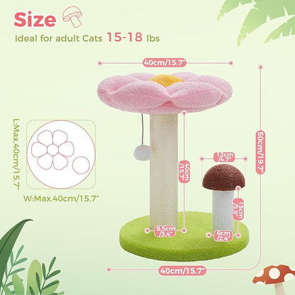 PETEPELA Cat Scratching Post, Mushroom Cat Scratcher Cute Cat Tree Tower - Image 4