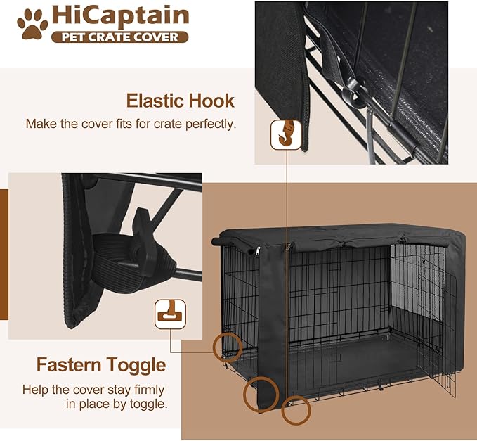HiCaptain Breathable Dog Crate Cover 42 Inch, Durable Heavy Duty Kennel Cover - Image 4