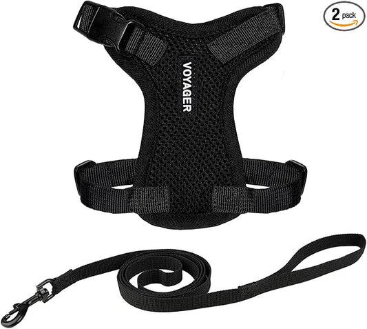 Voyager Escape-Proof Step-in Lock Cat Harness & 5ft Neoprene-Handle Leash Set by BestPetSuppliesLLC
