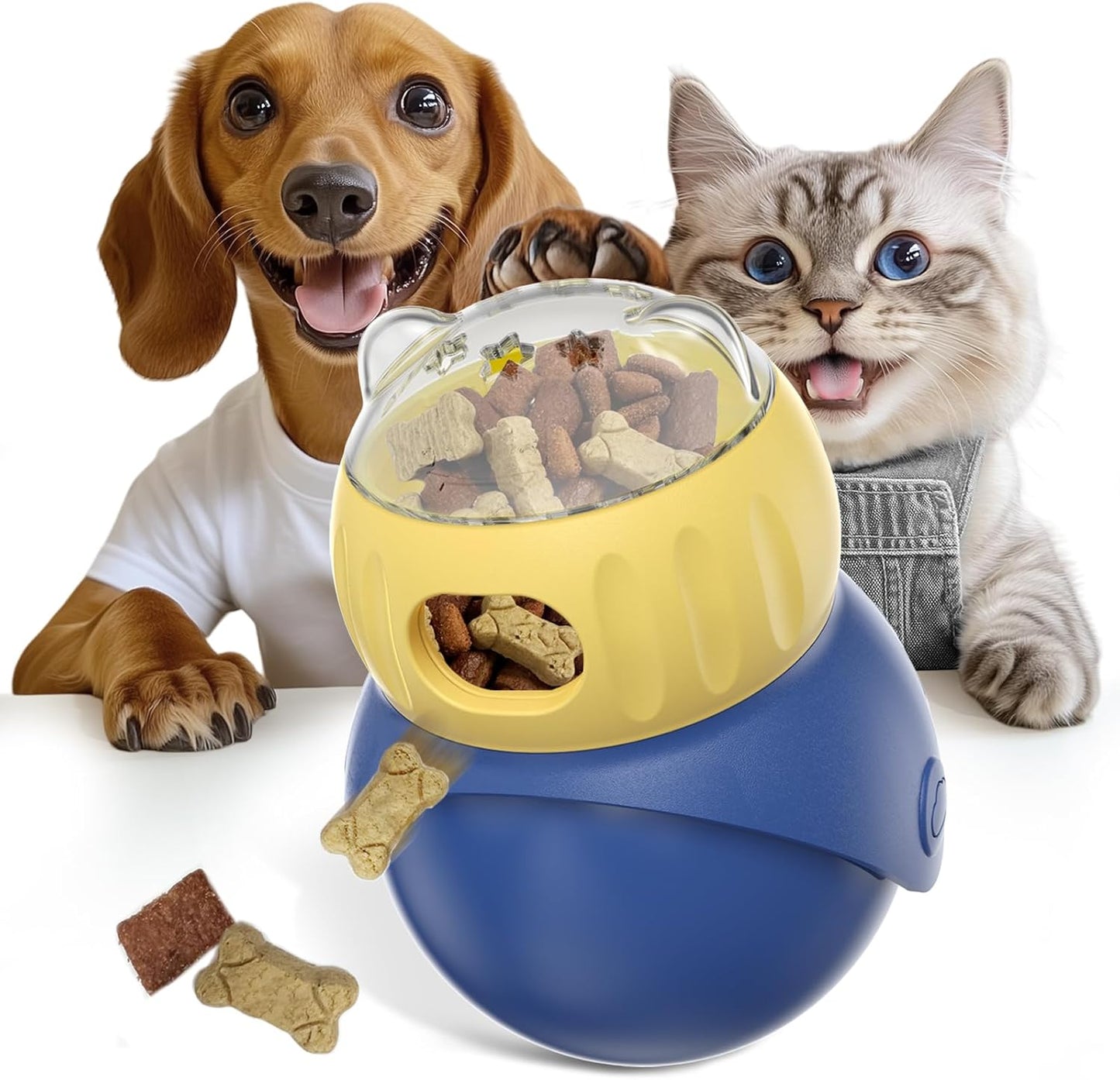 Interactive Owl-Shaped Puzzle Toy for Cats and Small Dogs - Non-Tippable Slow Feeder Food Dispenser for Healthy Eating & Anxiety Relief - Indoor Entertainment Toy