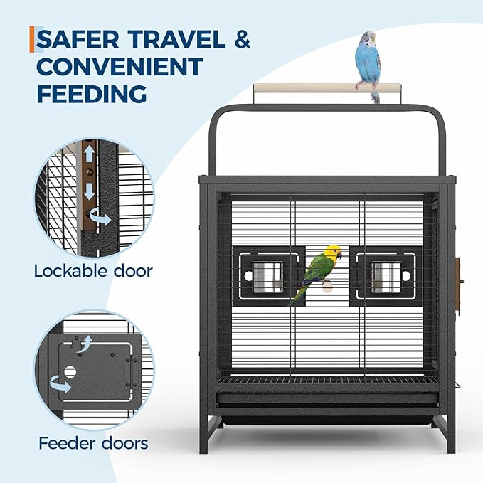 Large Bird Cage, Wood Parakeet Cage - Image 3