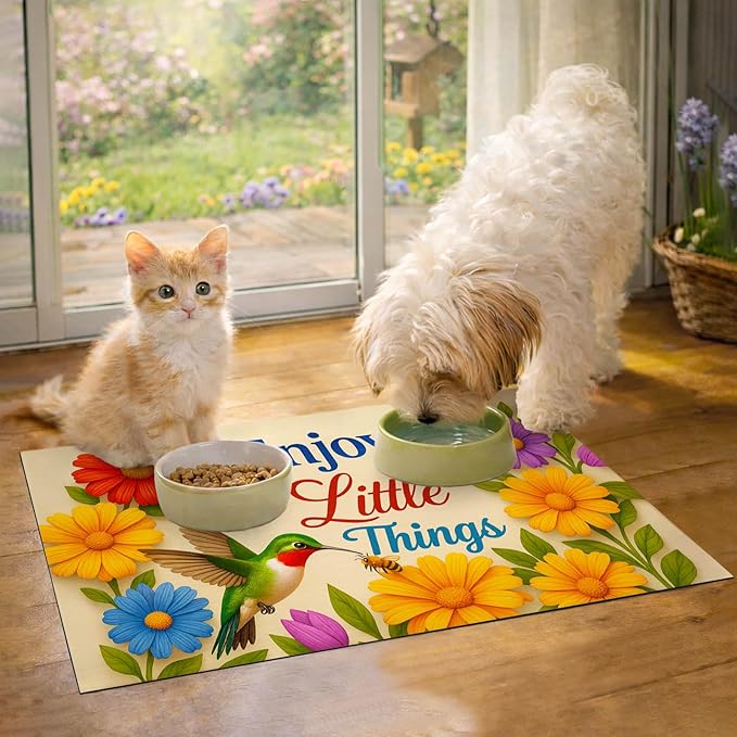 HOMETITUTE Cat Food Mat 20" x 12", Non Slip Dog Cat Food Mat - Image 3