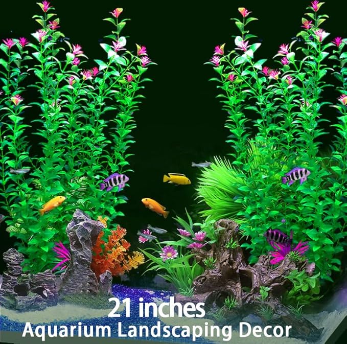2 pcs Aquarium Decor Plants 21 Inches Extra Large Artificial Plastic Fish Tank - Image 2