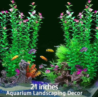 2 pcs Aquarium Decor Plants 21 Inches Extra Large Artificial Plastic Fish Tank - Image 2