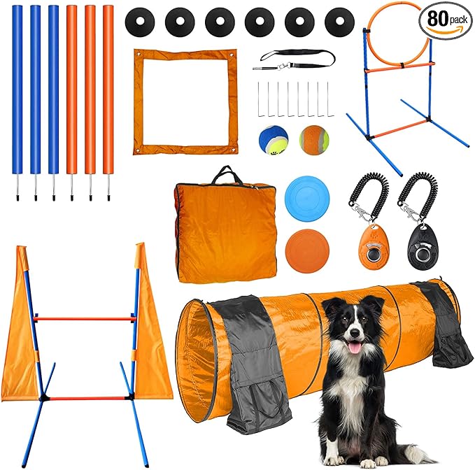 Premium Dog Agility Training Set Outdoor Indoor Game, Tire Jump + Hurdle Jump by MelkTemn