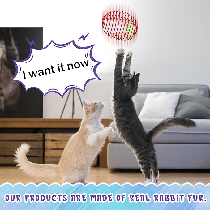 Jecery 5 Pcs Cat Spring Balls Toys Stretchable Rolling Balls Colorful Playful - Image 5