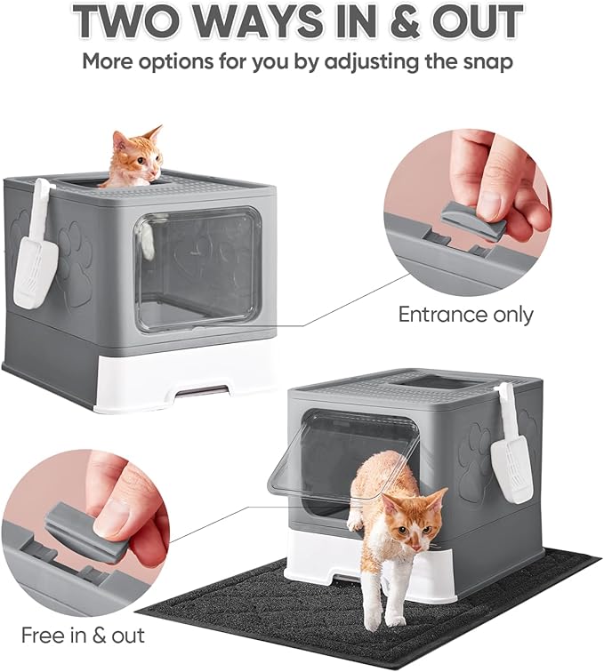Medario Cat Litter Box with X-Large Litter Mat and Scoop, Large Covered Litter - Image 2