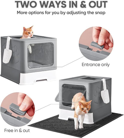 Medario Cat Litter Box with X-Large Litter Mat and Scoop, Large Covered Litter - Image 2