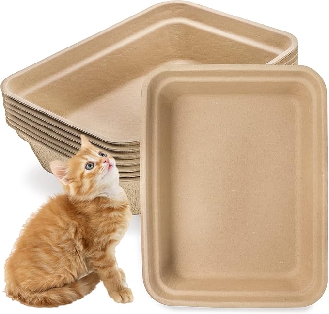 WUWEOT 8 Pack Disposable Cat Litter Box, Paper Cat Litter Tray Pet Litter Pan by WUWEOT