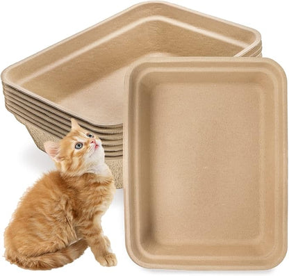 WUWEOT 8 Pack Disposable Cat Litter Box, Paper Cat Litter Tray Pet Litter Pan by WUWEOT