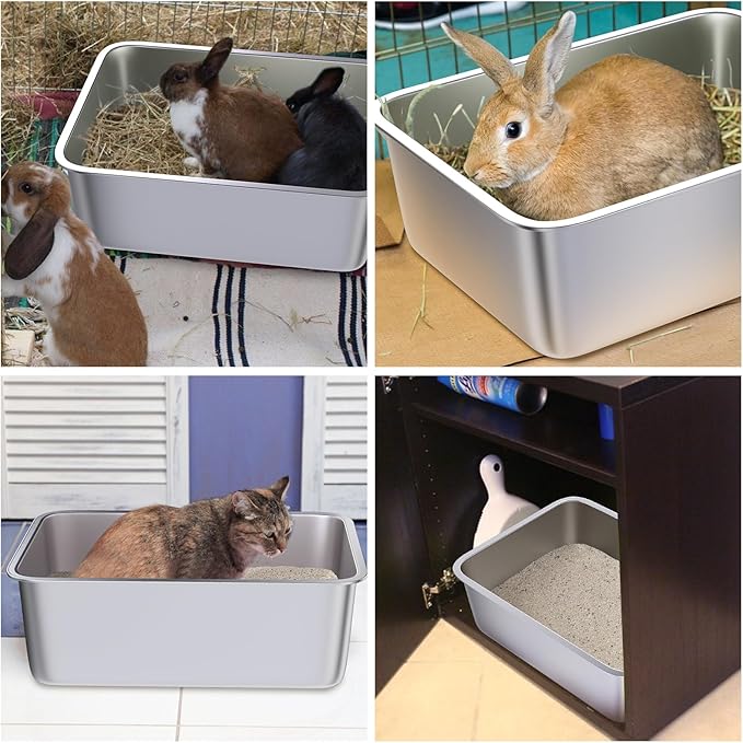 Stainless Steel Litter Box 2 Pack, Never Absorb Odor, Non Stick Metal Litterbox - Image 5