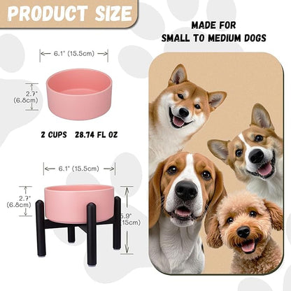 Raised Ceramic Dog Bowl, 6.1'' Modern Feeding Bowl - Image 2