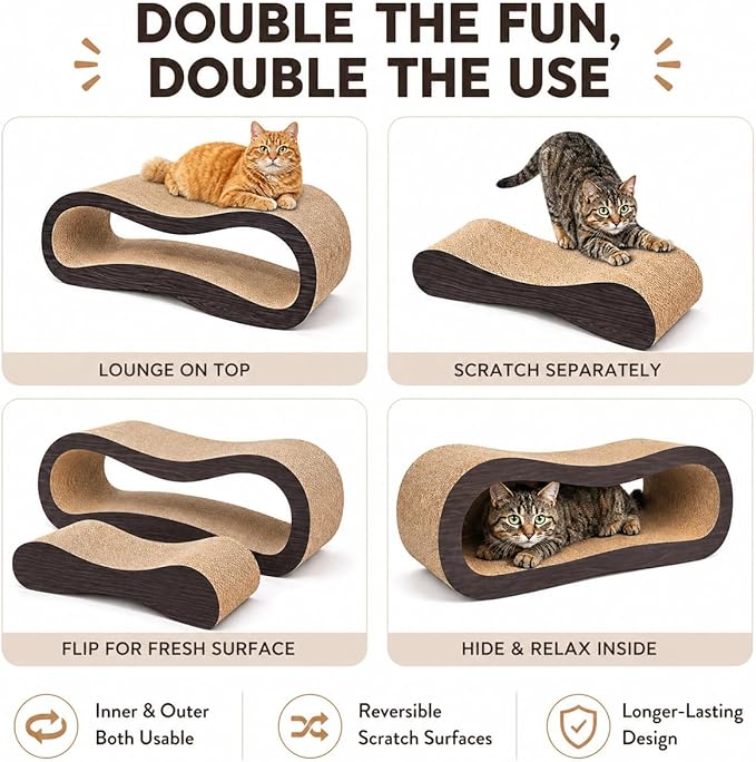 2 in 1 Large Cardboard Cat Scratcher Lounger，Cat Scratching Board - Image 6