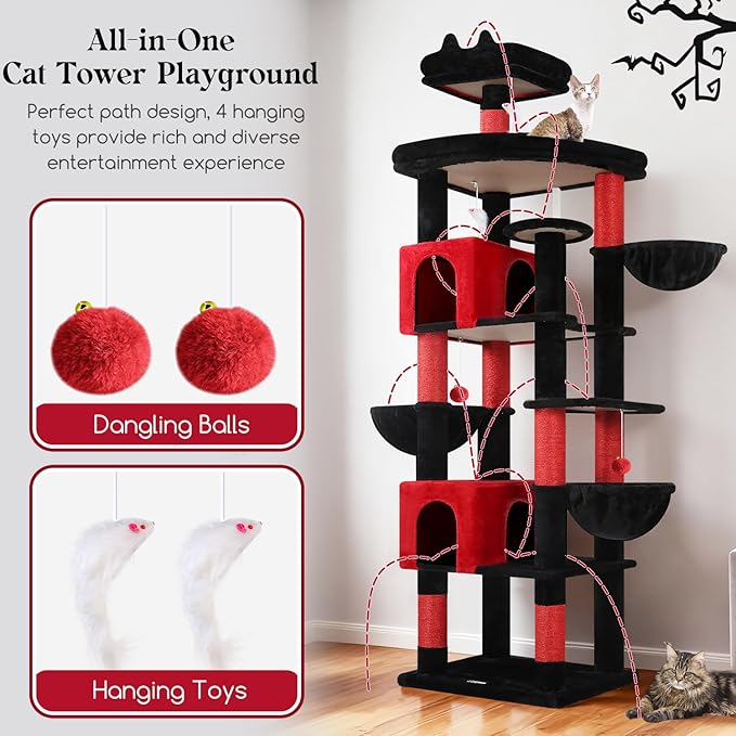 Globlazer Extra Large Gothic Cat Tree Tower, 82in Tall Goth Heavy Duty Cat Tree - Image 6