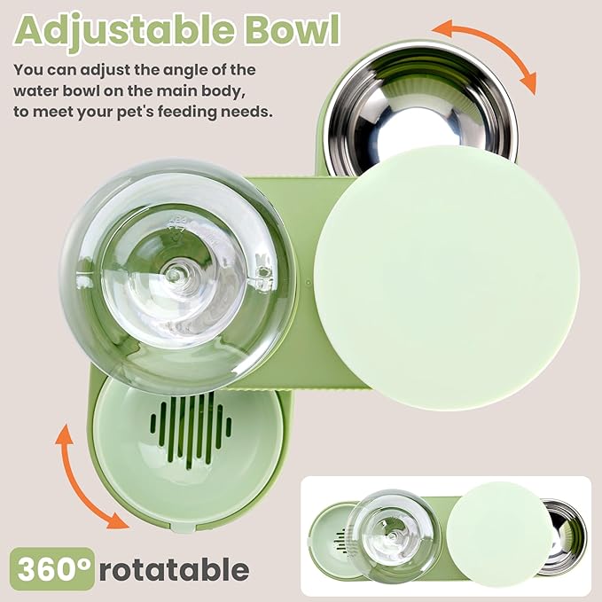 2 Pack Automatic Cat Feeder Stainless Steel Water Dispenser Gravity Food Feeder - Image 4