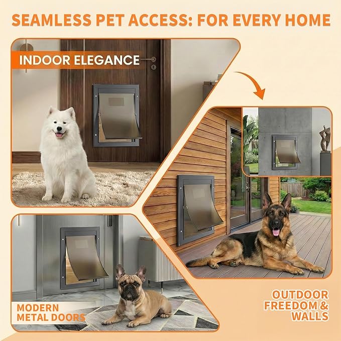 Dog Door for Large Dogs, Large Black Aluminum Frame Pet Door - Image 5