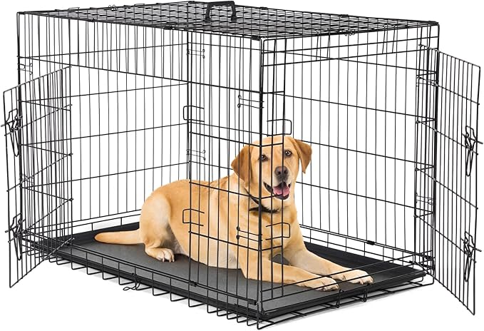 DUMOS Dog Crate, 42 Inch Large Double Door Dog Cage by DumosLifestyle
