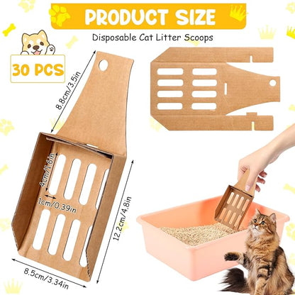 Watersay 30 Pcs Disposable Cat Litter Scoops 8.3x3.3 Inch Portable Kitty Litter - Image 2