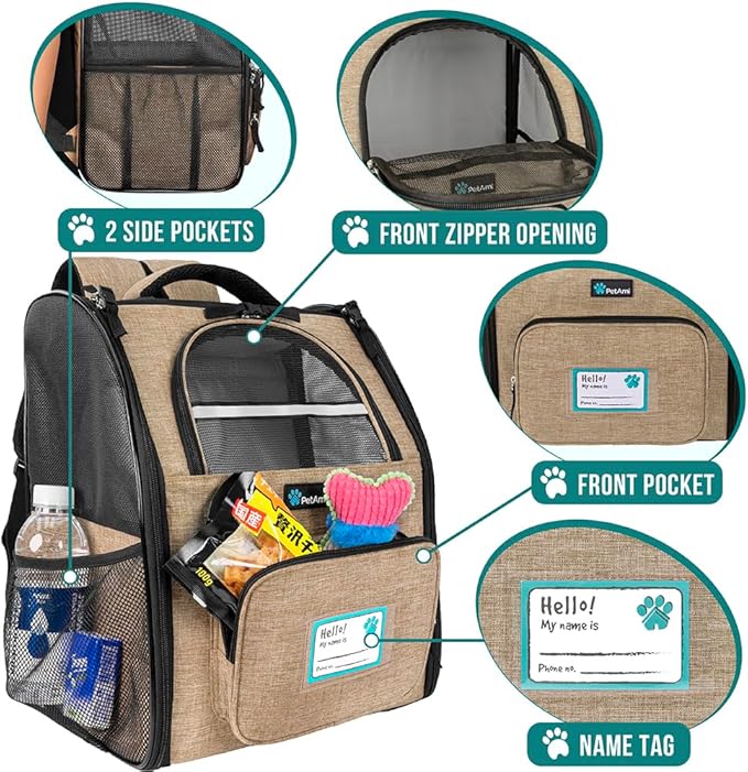 PetAmi Dog Backpack Carrier for Small Medium Dogs Large Cats up to 18 lbs - Image 3
