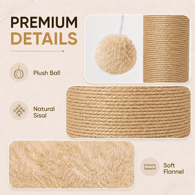 PAWSCRAT Cat Scratching Post 32 Inch High, 5.5 Inch Large Diameter Natural - Image 5