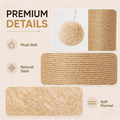 PAWSCRAT Cat Scratching Post 32 Inch High, 5.5 Inch Large Diameter Natural - Image 5
