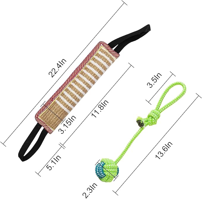 DGSL Dog Tug Toy, Tug of War Dog Toy Jute Bite Pillow - Image 3