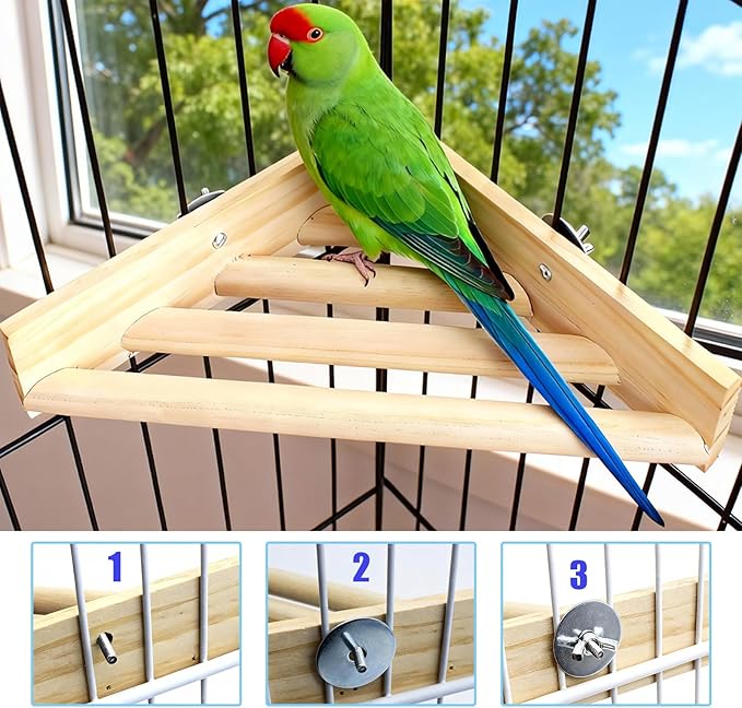 6.7Inch Bird Perch Corner, Wooden Platform Stand, Bird Platform - Image 3
