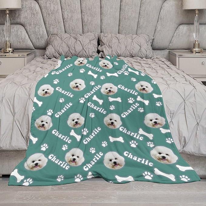Personalized Dog Blanket with Name Customized Paw Prints Pet Blanket Loss - Image 6