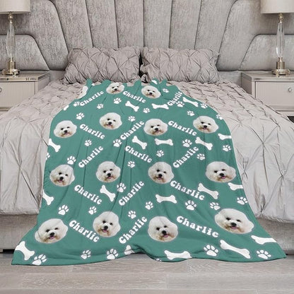 Personalized Dog Blanket with Name Customized Paw Prints Pet Blanket Loss - Image 6