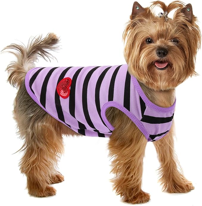 Dog Shirts for Small Dogs, Striped T-Shirts Pets Vest Pet Apparel Tee Shirts by PREFERHOUSE