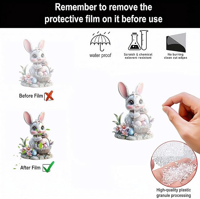 3 Pcs Easter Decorations Acrylic Hanging Ornaments Bunny Flower Garland Designs - Image 7