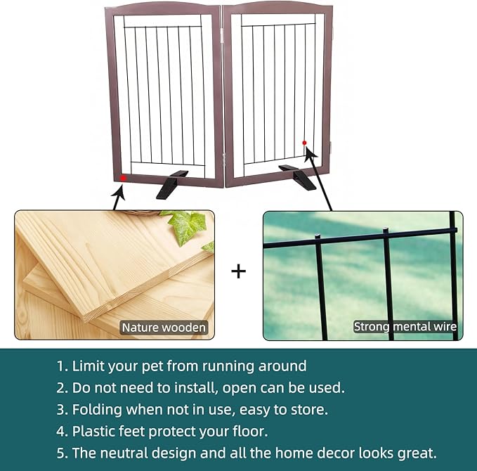 ZJSF Freestanding Dog Fence Indoor, Foldable Dog Gate - Image 6